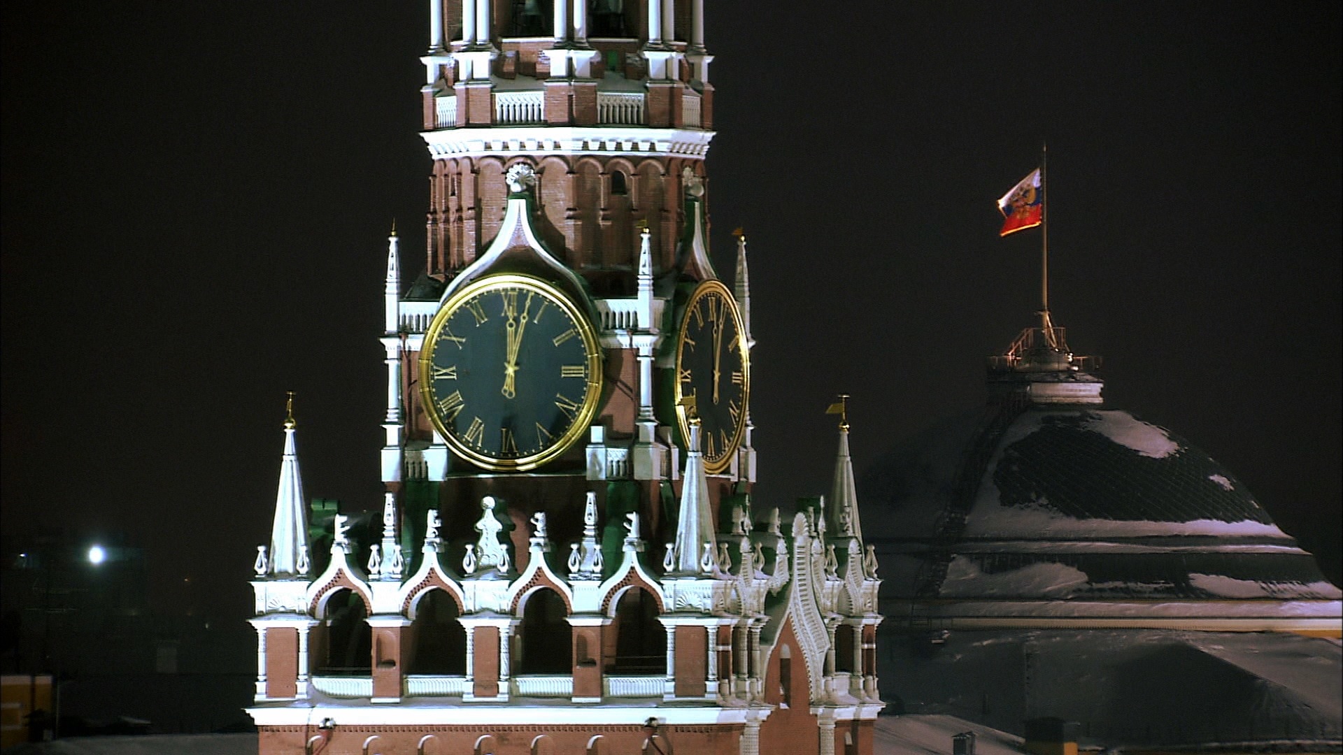 Куранты на Спасской башне Московского Кремля 12 часов ночь